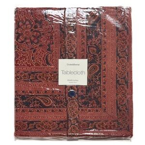 NOS Crate & Barrel Kalamkari Square Cotton Tablecloth Seats 4 Block Printed